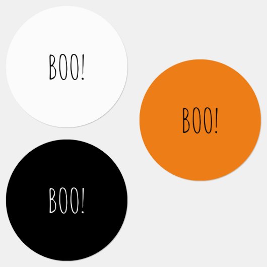 Boo sinaasappel zwart wit spooky grappig Halloween Labels (Groep)