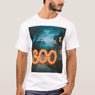 Boo Skeleton Pumpkin Haunted House Halloween T-shi T-shirt