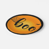 Boo slaat spin webtypografie halloween papieren bordje (Gekanteld)