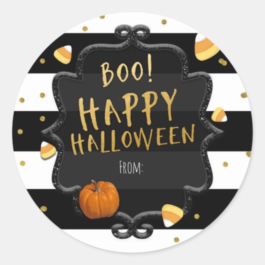 Boo! Snoep Mais Leuk Halloween Feest Stickers (Voorkant)