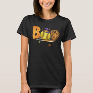 Boo Softball Halloween Patroon T-shirt