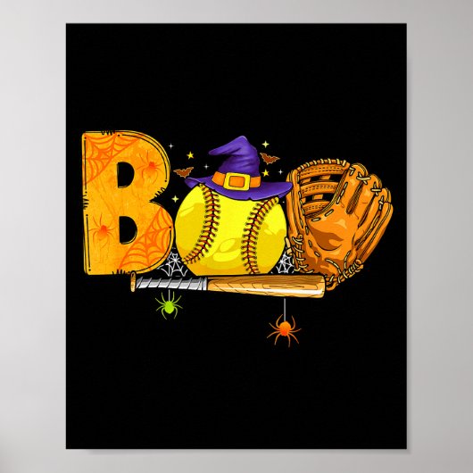 Boo Softball Player Catcher Tcher Funny Halloween  Poster (Voorkant)