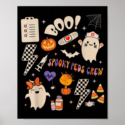 Boo Soky Peds Crew Ghost Pediatric Nurse Halloween Poster (Voorkant)