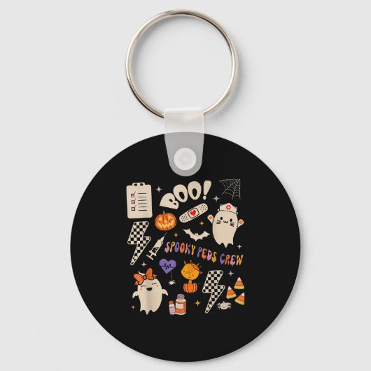 Boo Soky Peds Crew Ghost Pediatric Nurse Halloween Sleutelhanger (Voorkant)