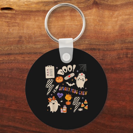 Boo Soky Peds Crew Ghost Pediatric Nurse Halloween Sleutelhanger (Voorkant)