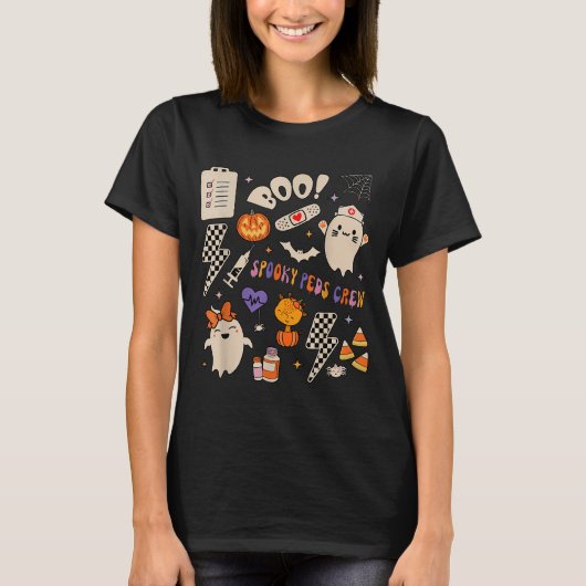 Boo Soky Peds Crew Ghost Pediatric Nurse Halloween T-shirt (Voorkant)