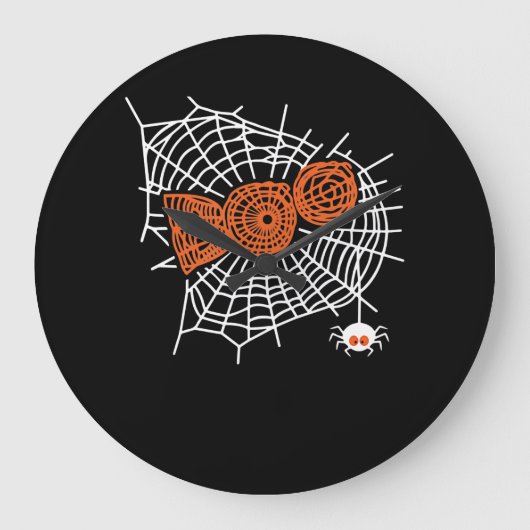 Boo Spider Web Funny Cute Spider Web Graphic Grote Klok (Voorkant)