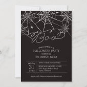 Boo Spider Web Halloween Party Invitation Kaart (Voorkant)