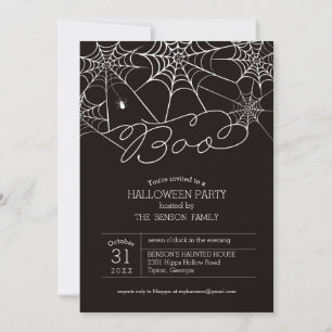 Boo Spider Web Halloween Party Invitation Kaart