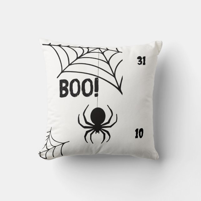 BOO! Spider & Web Halloween Throw Pillow Kussen (Voorkant)