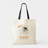 Boo Spider Web Zwart Custom Halloween familienaam Tote Bag (Achterkant)