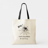 Boo Spider Web Zwart Custom Halloween familienaam Tote Bag (Achterkant)