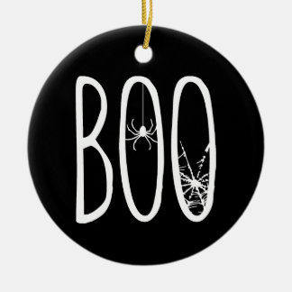 Boo Spin & Spinneweb Griezelige Halloween Zwart Keramisch Ornament