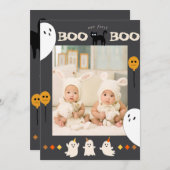 BOO spook en zwarte kat foto 1e verjaardag Kaart (Voorkant / Achterkant)