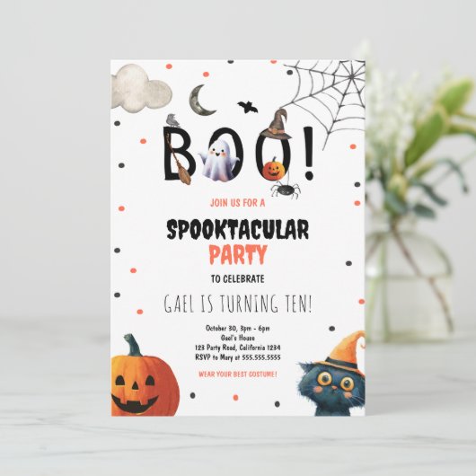 Boo Spooktacular Halloween Kids Verjaardag Kaart (Staand voorkant)