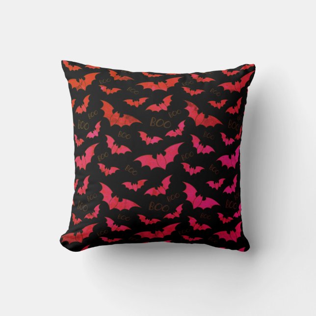 Boo Spooky Bats met zwarte achtergrond Kussen (Voorkant)