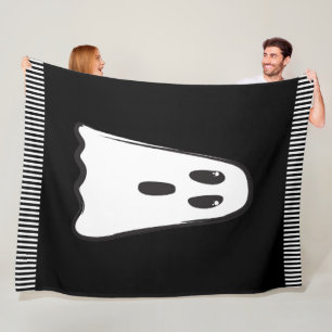BOO! Spooky Cute Ghost Halloween Black White Fleece Deken