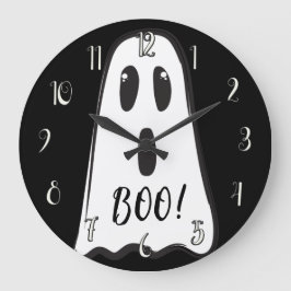 BOO! Spooky Cute Ghost Halloween Black White Grote Klok