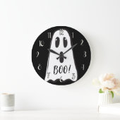 BOO! Spooky Cute Ghost Halloween Black White Grote Klok (Huis)