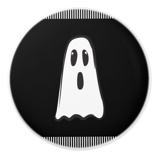 BOO! Spooky Cute Ghost Halloween Black White Keramische Knop (Voorkant)