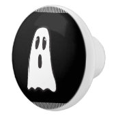 BOO! Spooky Cute Ghost Halloween Black White Keramische Knop (Rechts)