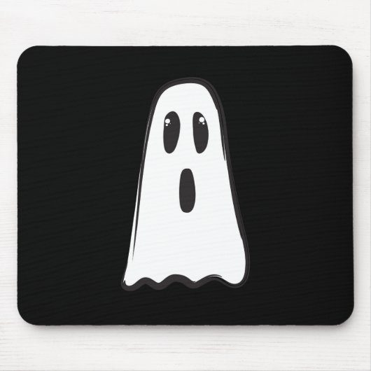 BOO! Spooky Cute Ghost Halloween Black White Muismat (Voorkant)