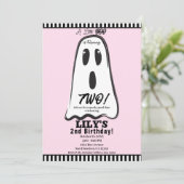 BOO! Spooky Cute Ghost Pink Halloween Birthday Kaart (Staand voorkant)
