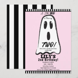BOO! Spooky Cute Ghost Pink Halloween Birthday Kaart