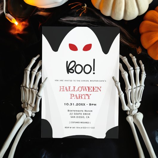 Boo. Spooky geest Halloween party Kaart