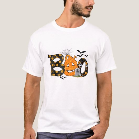 Boo - Spooky Pumpkin Horror Night Costuum T-shirt (Voorkant)