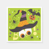 Boo Spooky Witch Pet Bats Schattige Halloween Servet (Voorkant)