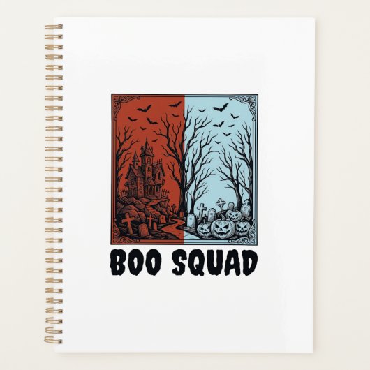 Boo Squad Vintage Halloween Pompoen Shirt Ontwerp_ Planner (Voorkant)