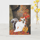 Boo. Squirrel Halloween Kaart (Gele Bloem)
