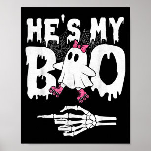 Boo stel bijpassende spook Halloween roller schaat Poster