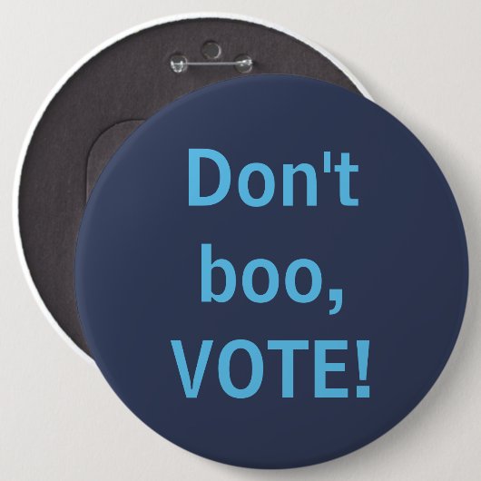 Boo, stem! ronde button 6,0 cm (Voorkant /achterkant)