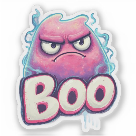 Boo Sticker | Schattigee Grumpy Ghost Decal | Funn (Voorkant)