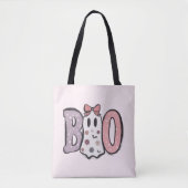 Boo Super Schattige Ghost Pastel Roze Halloween Tote Bag (Voorkant)