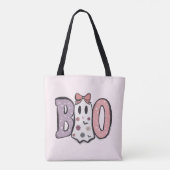 Boo Super Schattige Ghost Pastel Roze Halloween Tote Bag (Achterkant)