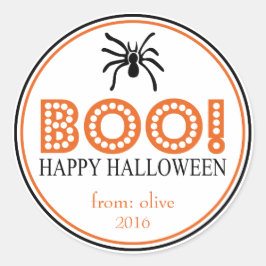 Boo. Tarantula Spider (zwart/Oranje) Ronde Sticker