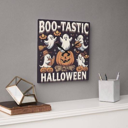 Boo-tastic Halloween schattig ontwerp Vierkante Klok (Kantoor)