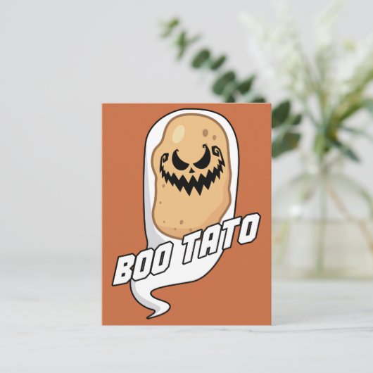 Boo-Tato Spooky Potato Food Halloween Briefkaart (Staand voorkant)