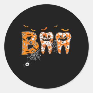 Boo Teeth Pumpkin Dentist Dental Hygienist Hwe Ronde Sticker