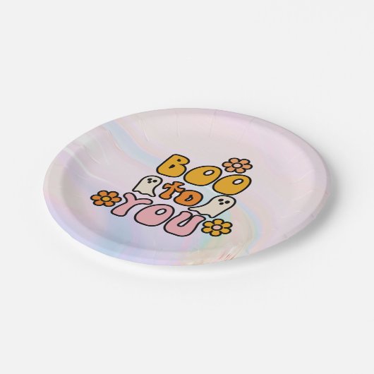 Boo tegen jou Cute Halloween Papieren Bordje (Gekanteld)