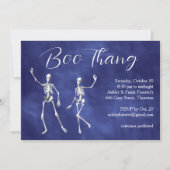 Boo Thang Dancing Skeletons Paarse Halloween Party Kaart (Voorkant)