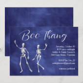 Boo Thang Dancing Skeletons Paarse Halloween Party Kaart (Voorkant / Achterkant)