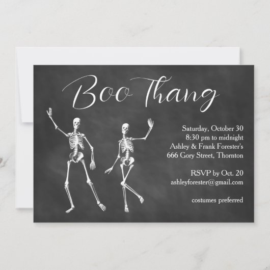 Boo Thang Dancing Skeletten bewolkt Halloween Part Kaart (Voorkant)