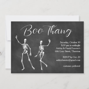 Boo Thang Dancing Skeletten bewolkt Halloween Part Kaart