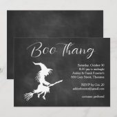 Boo Thang Flying Witch Cloudy Halloween Party Kaart (Voorkant / Achterkant)