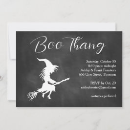 Boo Thang Flying Witch Cloudy Halloween Party Kaart