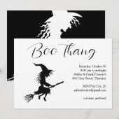 Boo Thang Flying Witch White Halloween Party Kaart (Voorkant / Achterkant)